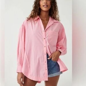 We the Free | HAPPY HOUR SOLID POPLIN TOP - Color Strawberry Cream